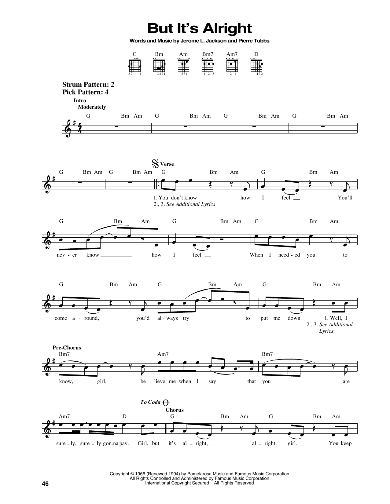 J.J. Jackson But It's Alright Sheet Music & Chords for Easy Guitar - Download or Print PDF