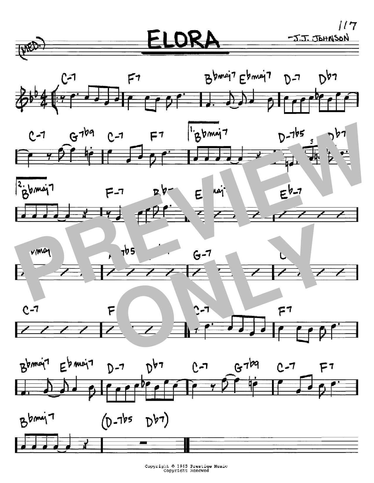 J.J. Johnson Elora Sheet Music & Chords for Real Book - Melody & Chords - C Instruments - Download or Print PDF
