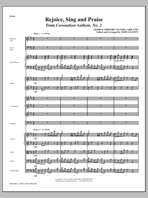John Leavitt Rejoice, Sing And Praise - Full Score Sheet Music & Chords for Choir Instrumental Pak - Download or Print PDF