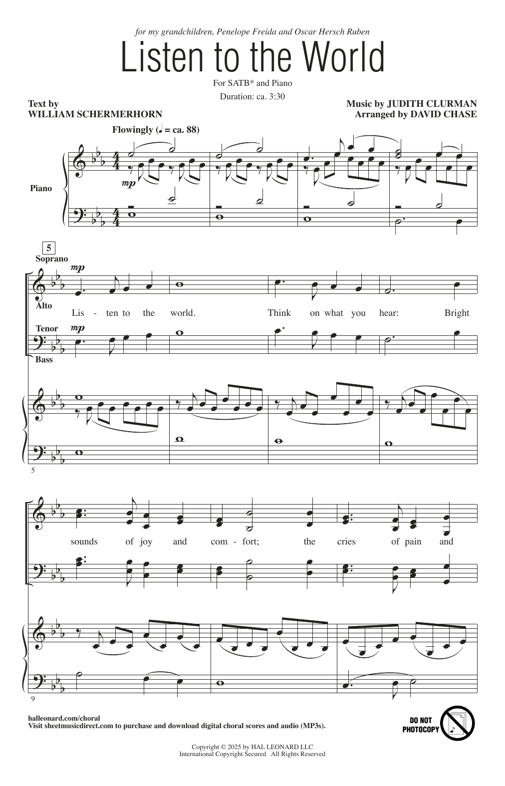Judith Clurman Listen To The World Sheet Music & Chords for SATB Choir - Download or Print PDF