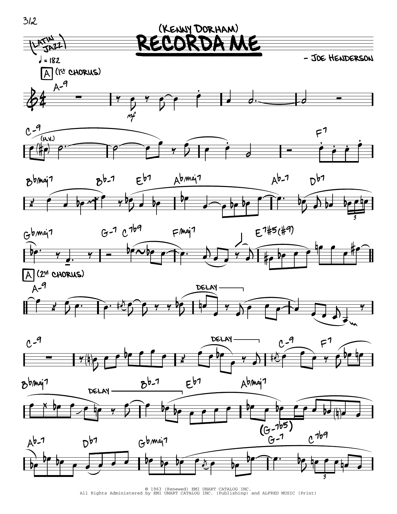 Kenny Dorham Recorda Me (solo only) Sheet Music & Chords for Real Book – Melody & Chords - Download or Print PDF
