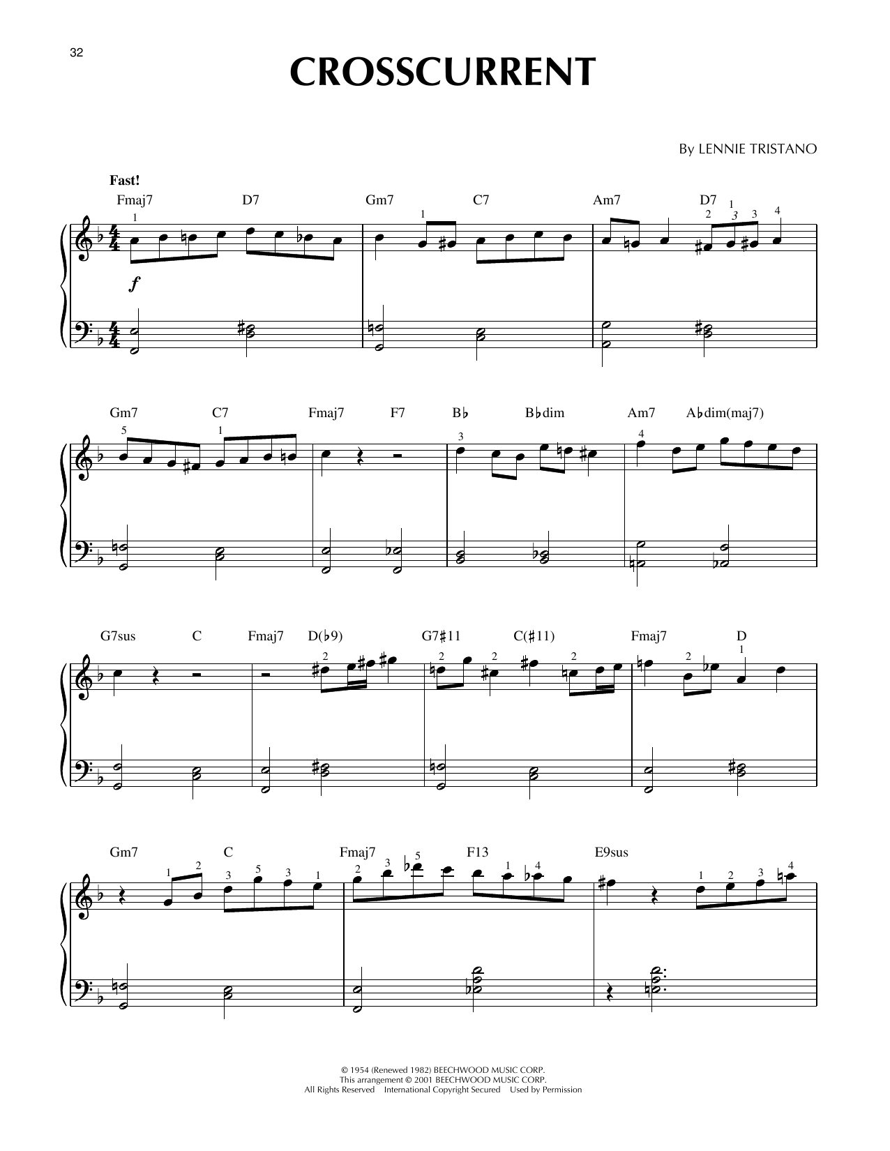 Lennie Tristano Crosscurrent (arr. Brent Edstrom & Jim Sodke) Sheet Music Notes & Chords for Piano Solo - Download or Print PDF Lennie Tristano Crosscurrent (arr. Brent Edstrom & Jim Sodke) Sheet Music & Chords for Piano Solo - Download or Print PDF