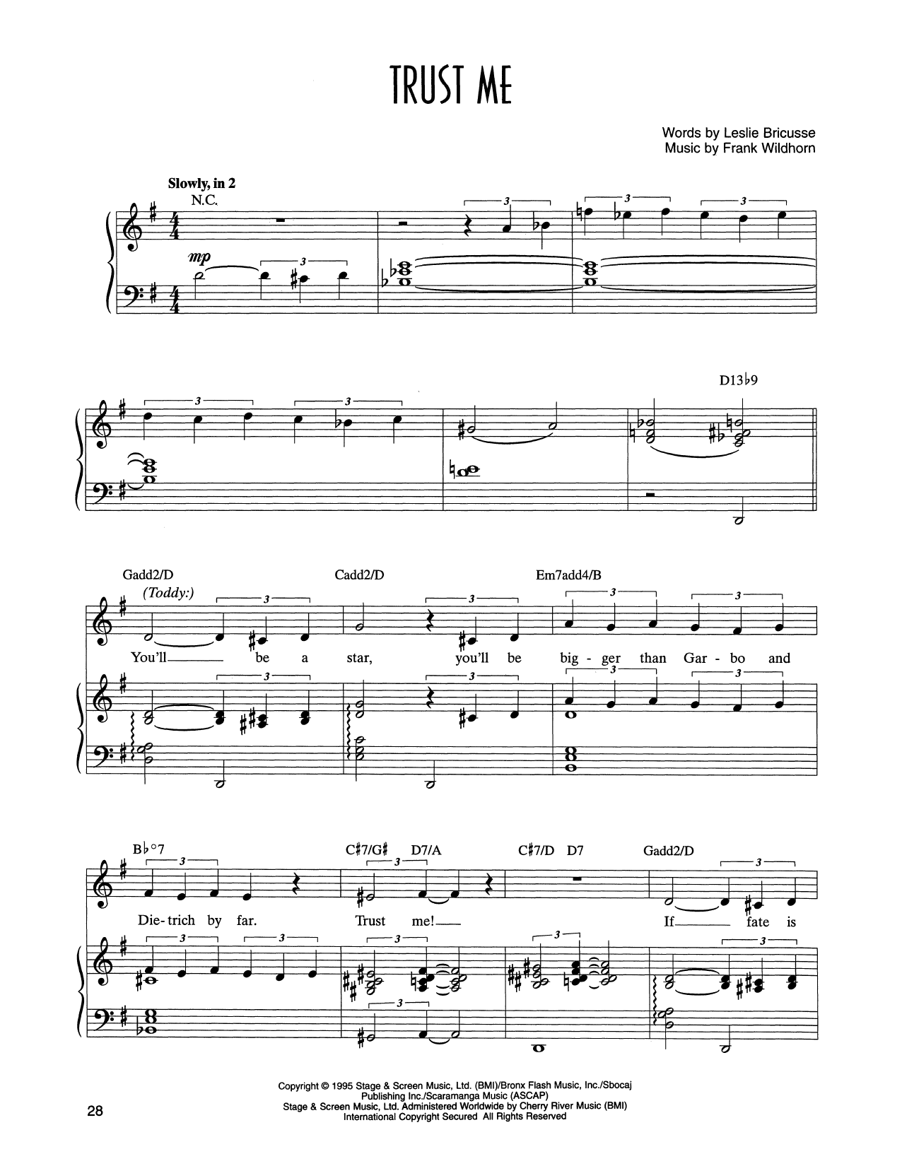 Leslie Bricusse and Frank Wildhorn Trust Me (from Victor/Victoria) Sheet Music & Chords for Piano & Vocal - Download or Print PDF