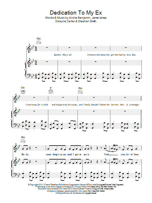 Lloyd Dedication To My Ex (Miss That) Sheet Music & Chords for Piano, Vocal & Guitar (Right-Hand Melody) - Download or Print PDF