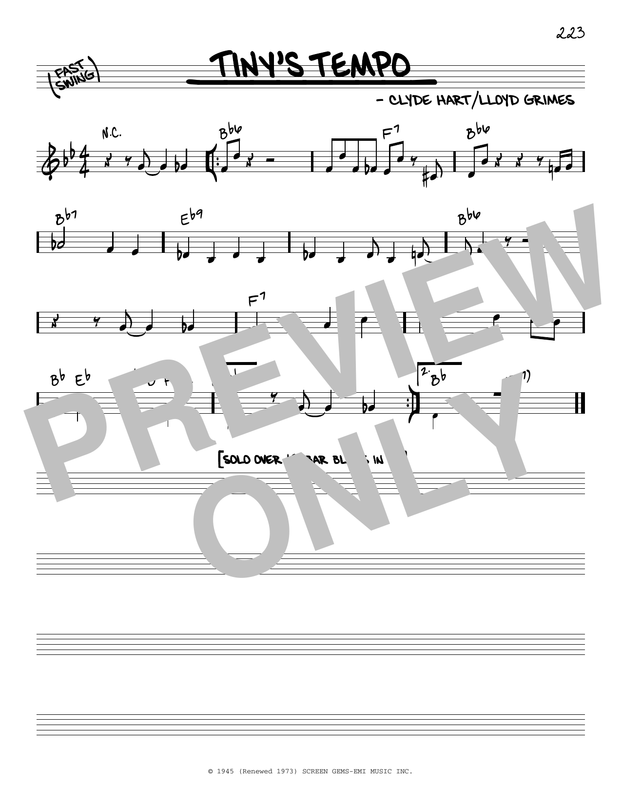 Lloyd Grimes Tiny's Tempo Sheet Music & Chords for Real Book – Melody & Chords - Download or Print PDF