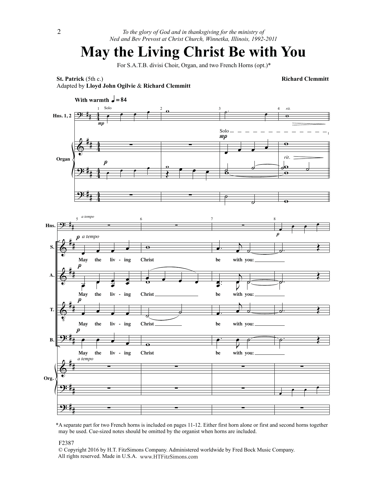 Lloyd John Ogilvie May the Living Christ Be with You Sheet Music & Chords for Choir - Download or Print PDF