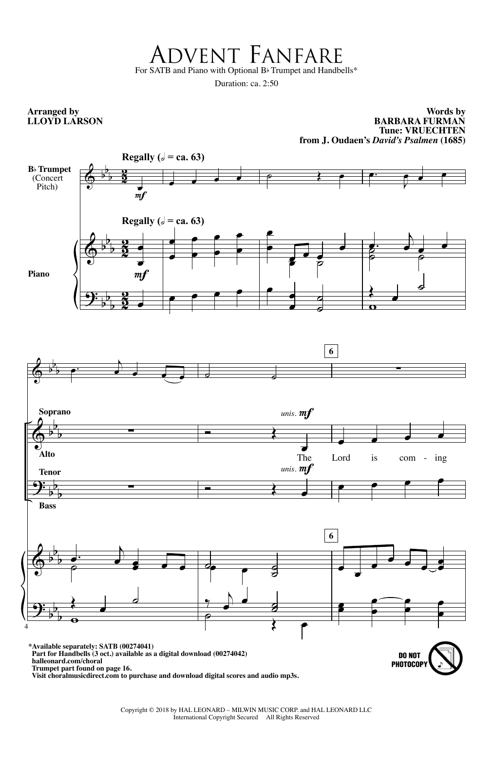 Lloyd Larson Advent Fanfare Sheet Music & Chords for SATB - Download or Print PDF