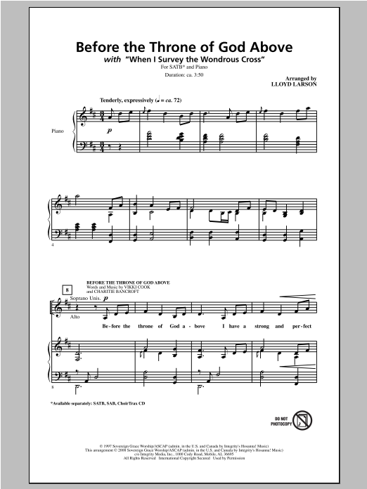 Lloyd Larson Before The Throne Of God Above Sheet Music & Chords for SATB - Download or Print PDF