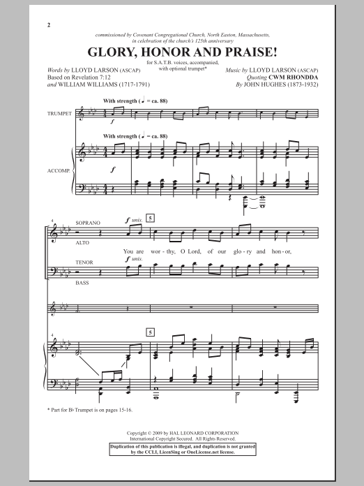 Lloyd Larson Glory, Honor And Praise Sheet Music & Chords for SATB Choir - Download or Print PDF