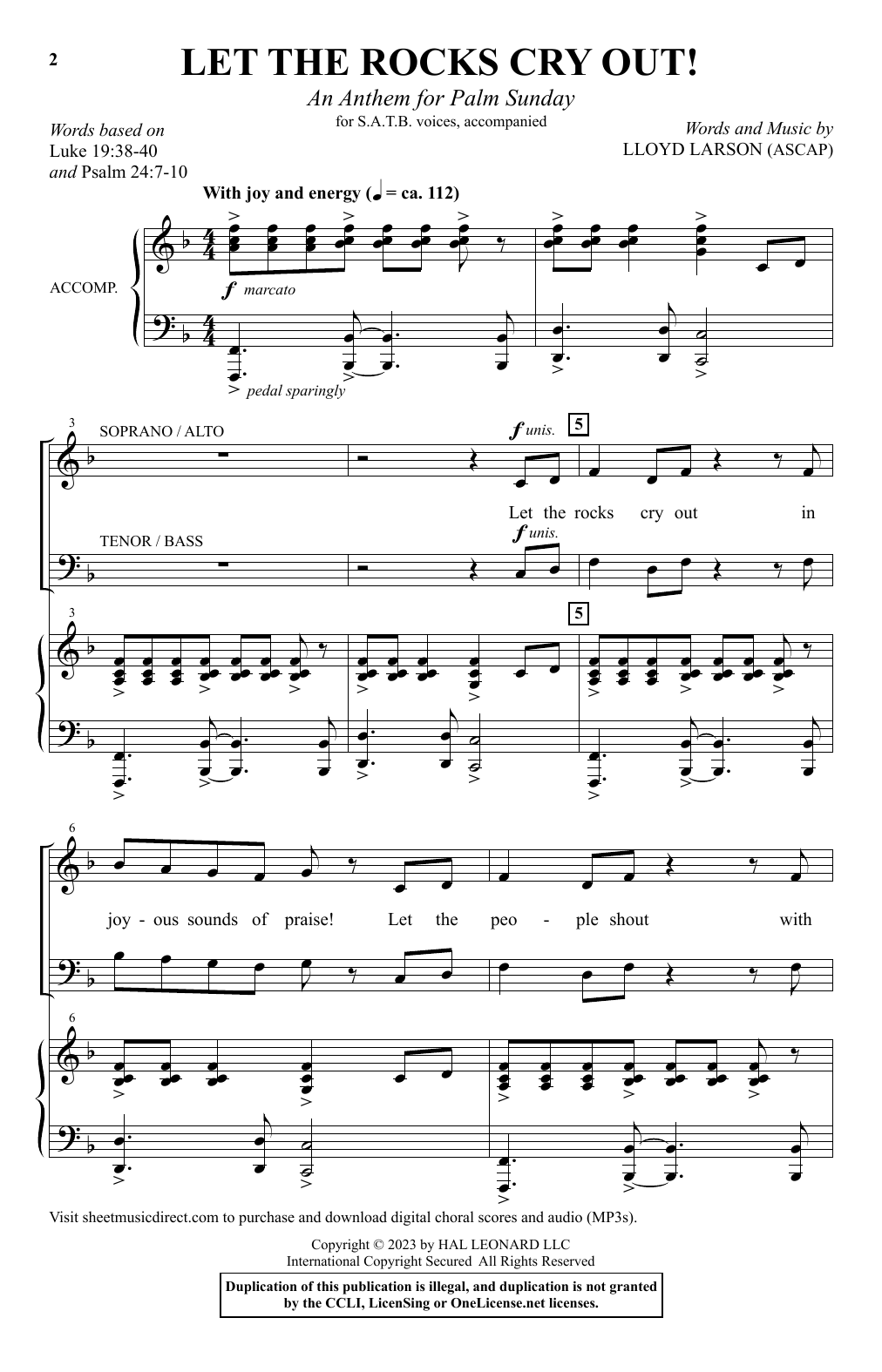 Lloyd Larson Let The Rocks Cry Out! (An Anthem For Palm Sunday) Sheet Music & Chords for SATB Choir - Download or Print PDF