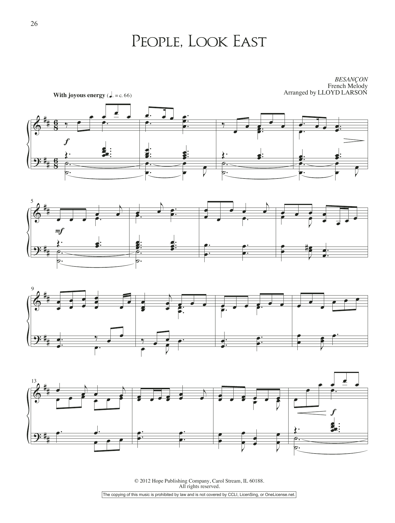 Lloyd Larson People, Look East Sheet Music & Chords for Piano Solo - Download or Print PDF