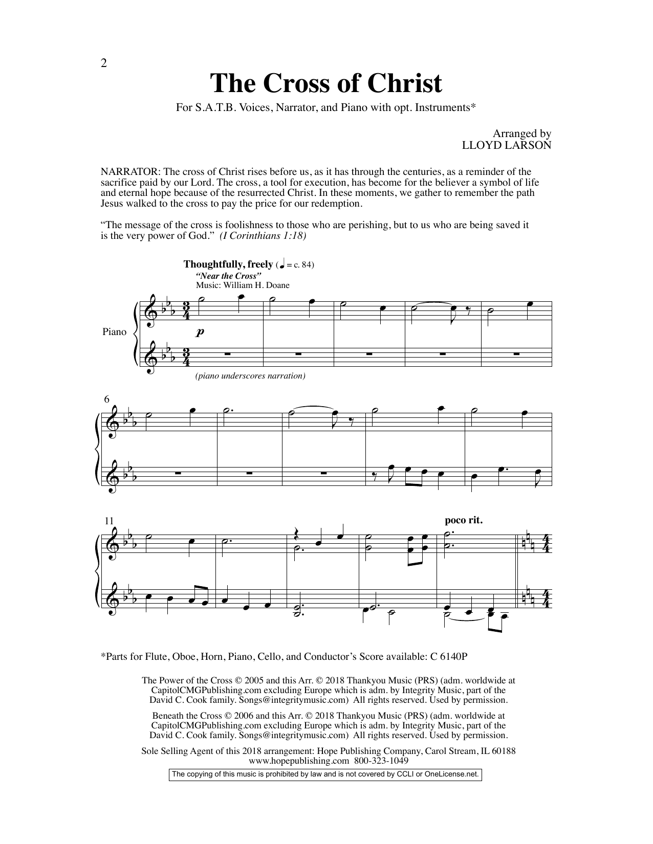 Lloyd Larson The Cross Of Christ Sheet Music & Chords for Choir - Download or Print PDF
