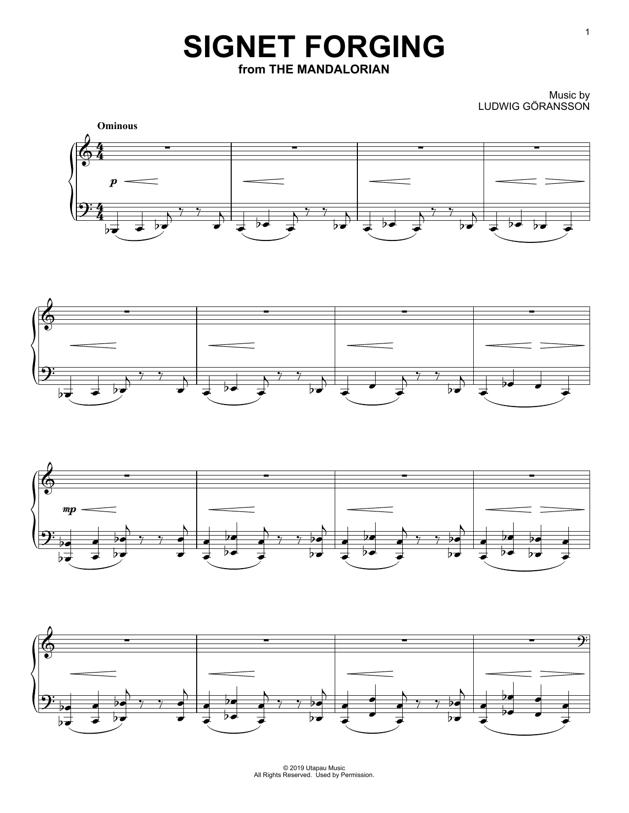 Ludwig Goransson Signet Forging (from Star Wars: The Mandalorian) Sheet Music & Chords for Piano Solo - Download or Print PDF