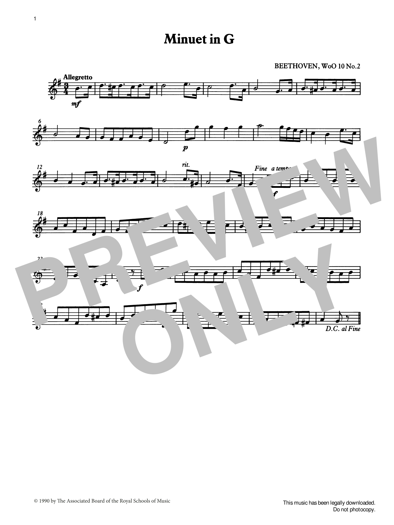 Ludwig van Beethoven Minuet in G (score & part) from Graded Music for Tuned Percussion, Book II Sheet Music & Chords for Percussion Solo - Download or Print PDF