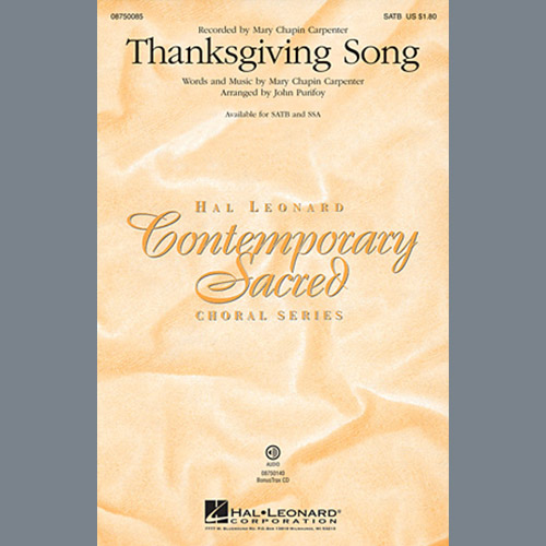 Mary Chapin Carpenter Thanksgiving Song (arr. John Purifoy profile image