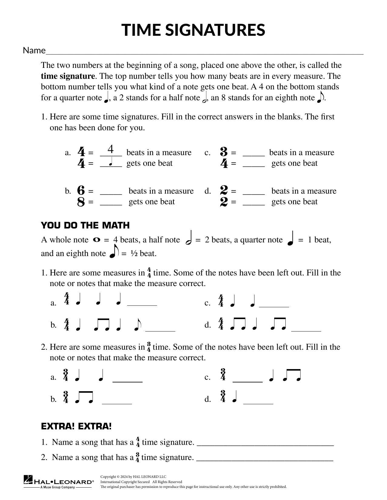 Mary Donnelly Time Signatures 4/4, 3/4, and 6/8 Sheet Music & Chords for Theory Worksheet - Download or Print PDF