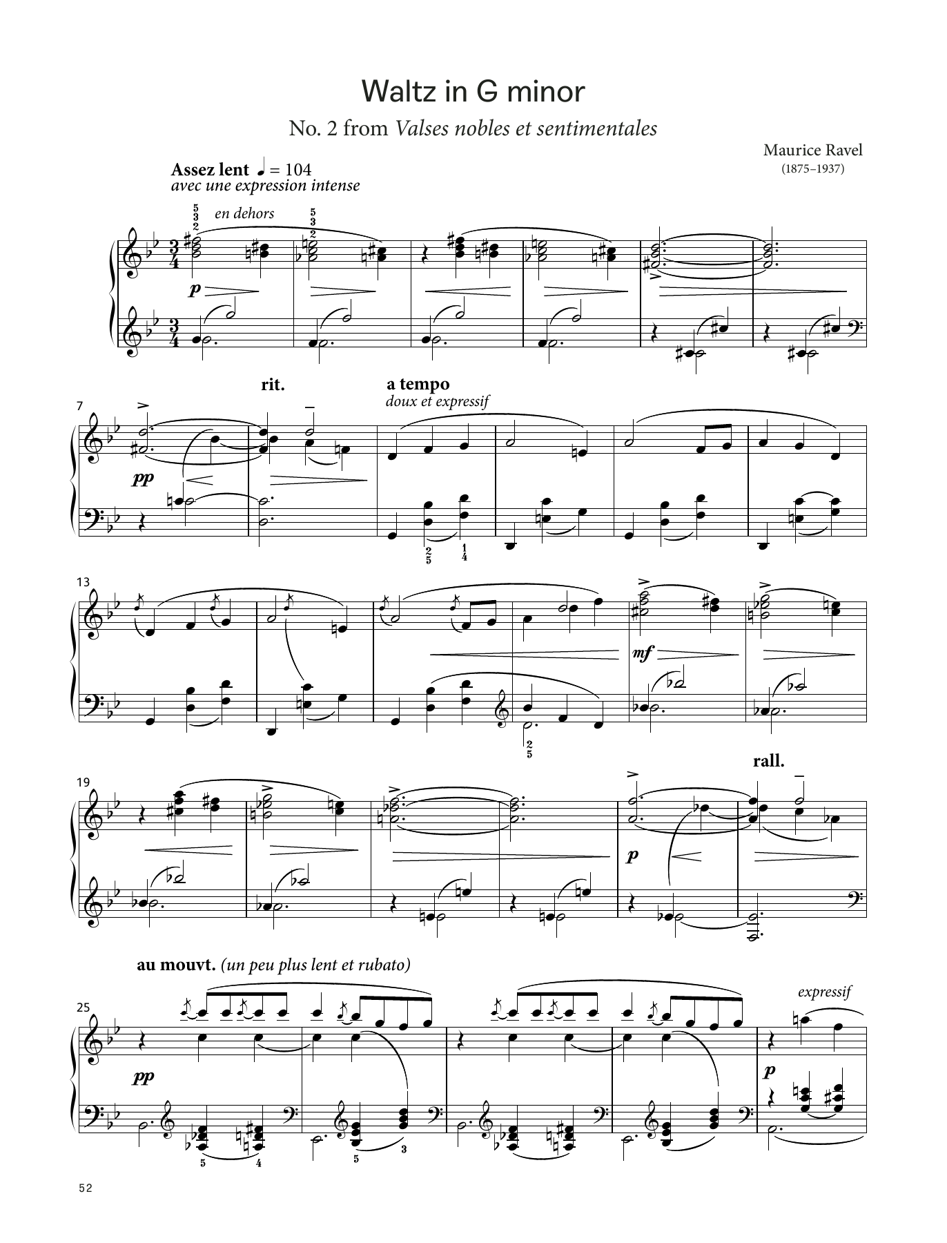 Maurice Ravel Waltz in G minor, No. 2 (LCME Piano 2018 Grade 7 List B) Sheet Music & Chords for Piano Solo - Download or Print PDF