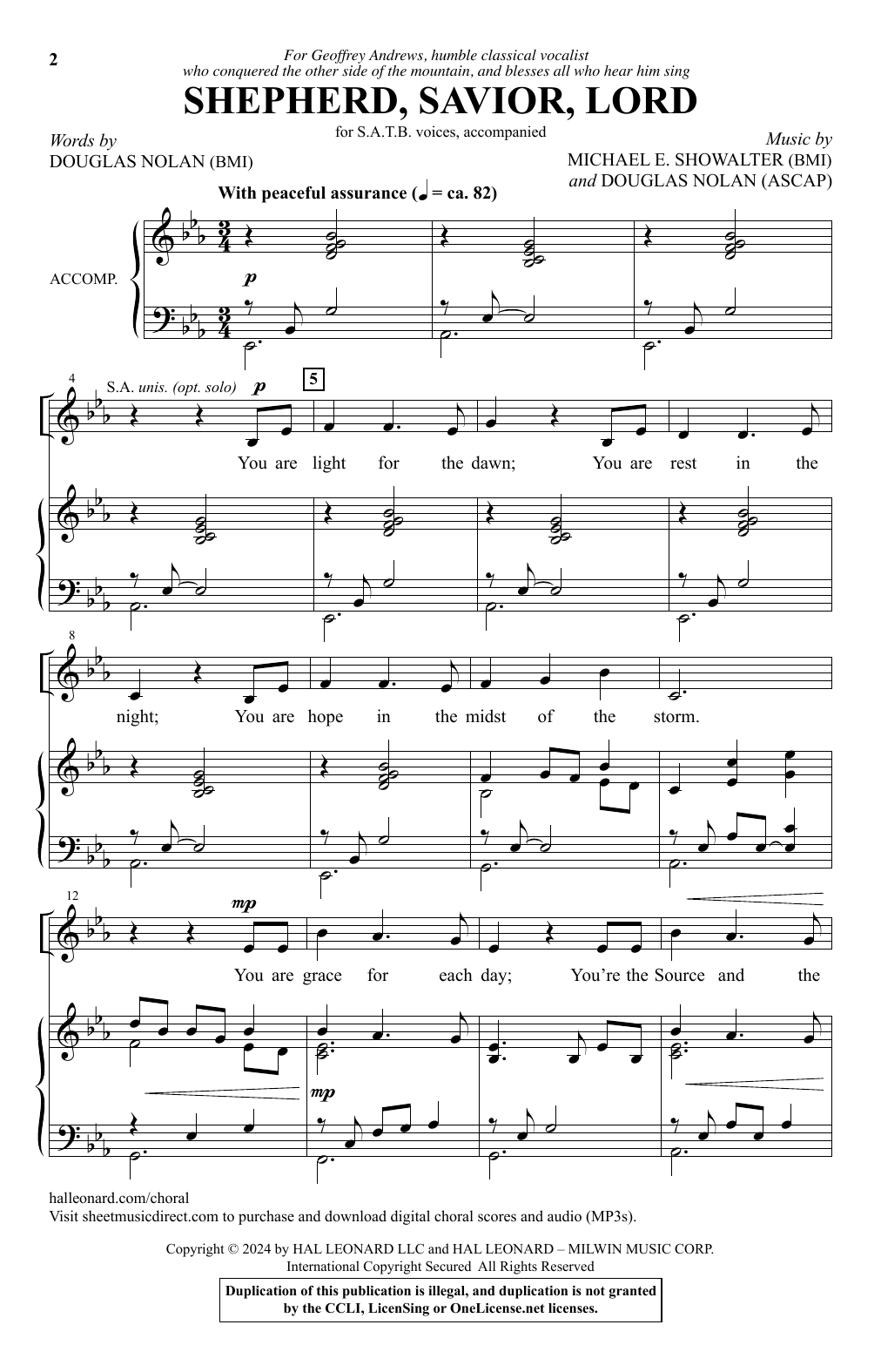 Michael E. Showalter & Douglas Nolan Shepherd, Savior, Lord Sheet Music & Chords for SATB Choir - Download or Print PDF