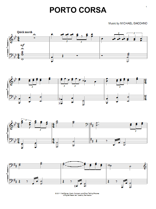 Michael Giacchino Porto Corsa Sheet Music & Chords for Piano - Download or Print PDF