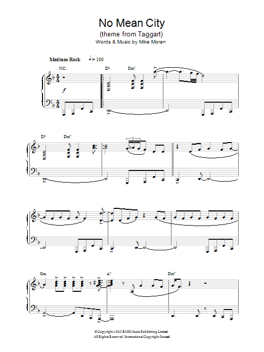 Mike Moran No Mean City (theme from Taggart) Sheet Music & Chords for Piano - Download or Print PDF