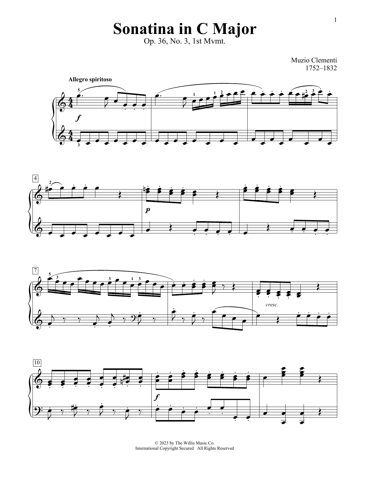 Muzio Clementi Sonatina In C Major, Op. 36, No. 3, 1st Mvmt Sheet Music & Chords for Educational Piano - Download or Print PDF