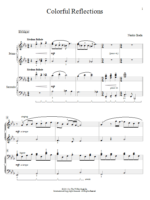 Naoko Ikeda Colorful Reflections Sheet Music & Chords for Piano Duet - Download or Print PDF