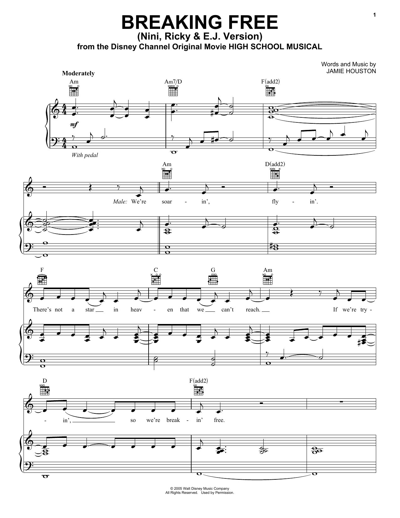 Olivia Rodrigo, Joshua Bassett & Matt Cornett Breaking Free (from High School Musical: The Musical: The Series) Sheet Music & Chords for Piano, Vocal & Guitar Chords (Right-Hand Melody) - Download or Print PDF