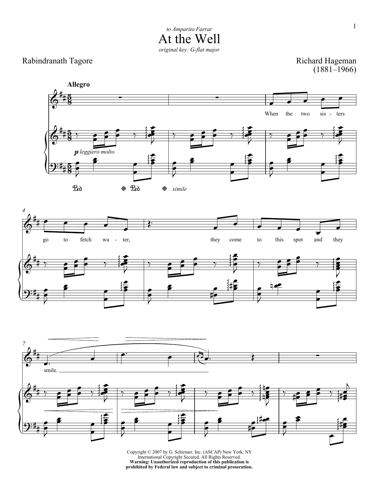 Richard Hageman At The Well Sheet Music & Chords for Piano & Vocal - Download or Print PDF