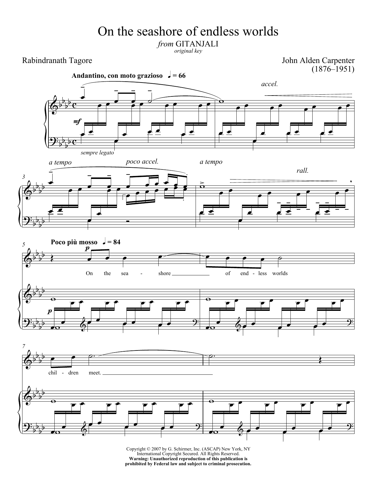 Rabindranath Tagore On The Seashore Of Endless Worlds Sheet Music & Chords for Piano & Vocal - Download or Print PDF