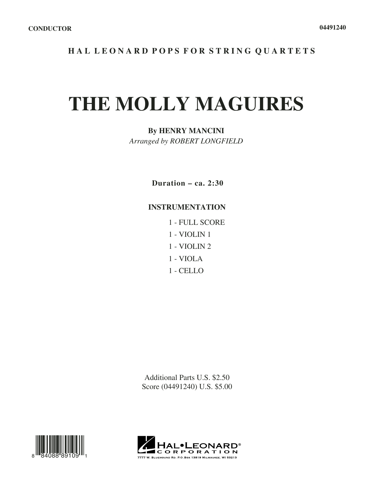 Robert Longfield The Molly Maguires - Conductor Score (Full Score) Sheet Music & Chords for String Quartet - Download or Print PDF