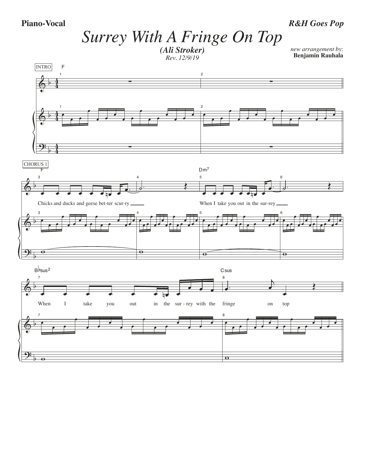 Rodgers & Hammerstein The Surrey with the Fringe on Top [R&H Goes Pop! version] (from Oklahoma!) Sheet Music & Chords for Piano & Vocal - Download or Print PDF