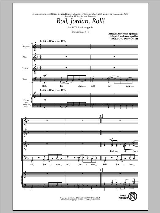 Traditional Spiritual Roll, Jordan, Roll! (arr. Rollo Dilworth) Sheet Music & Chords for SATB - Download or Print PDF