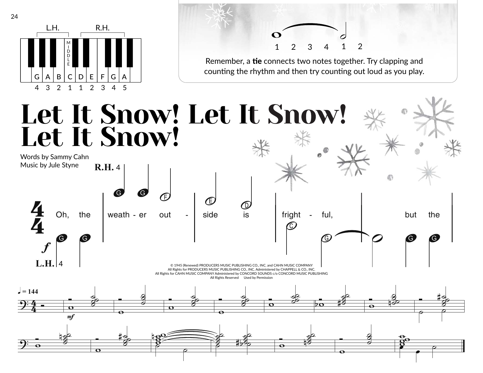 Sammy Cahn Let It Snow! Let It Snow! Let It Snow! (arr. Brittany McCorriston) Sheet Music & Chords for Very Beginner Piano - Download or Print PDF