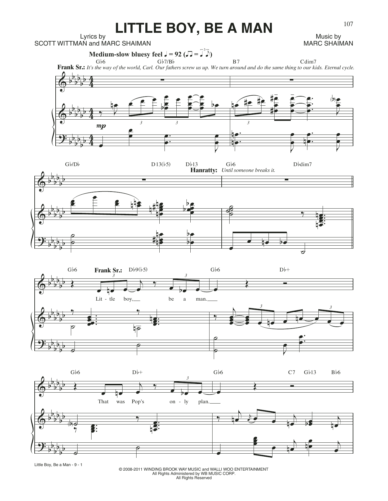 Scott Wittman Little Boy, Be A Man (from Catch Me If You Can) Sheet Music Notes & Chords for Piano & Vocal - Download or Print PDF Scott Wittman Little Boy, Be A Man (from Catch Me If You Can) Sheet Music & Chords for Piano & Vocal - Download or Print PDF