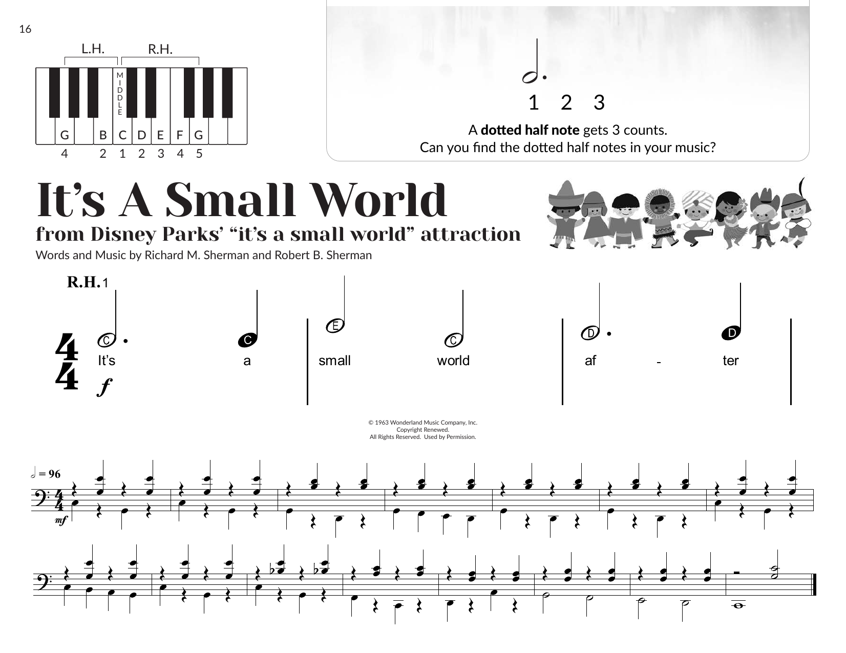 Sherman Brothers It's A Small World (arr. Brittany McCorriston) Sheet Music & Chords for Very Beginner Piano - Download or Print PDF
