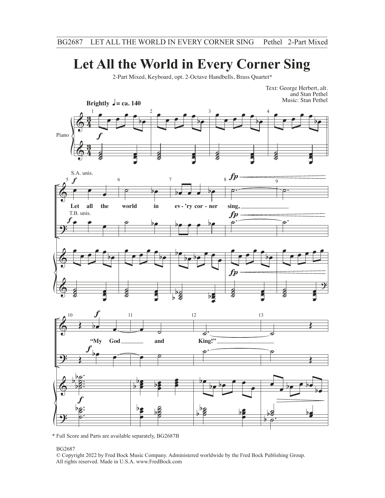 Stan Pethel Let All the World in Every Corner Sing Sheet Music & Chords for SATB Choir - Download or Print PDF
