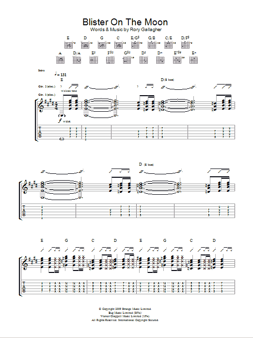 Taste Blister On The Moon Sheet Music & Chords for Guitar Tab - Download or Print PDF