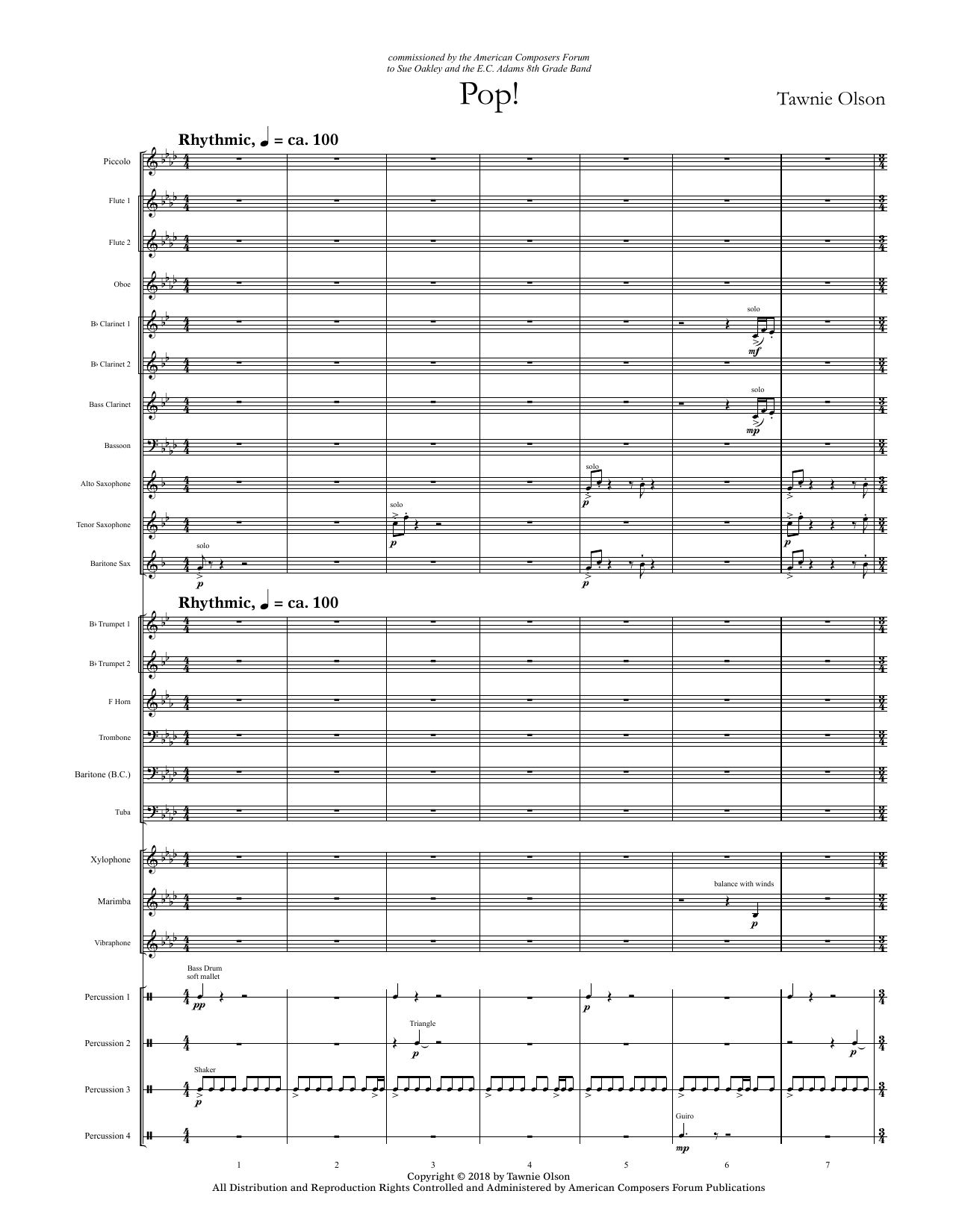 Tawnie Olson Pop! - Full Score Sheet Music & Chords for Concert Band - Download or Print PDF