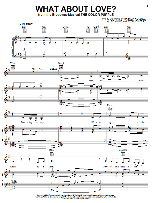The Color Purple (Musical) What About Love? Sheet Music & Chords for Easy Piano - Download or Print PDF
