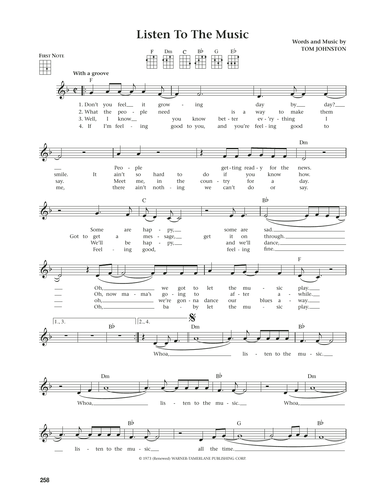 The Doobie Brothers Listen To The Music (from The Daily Ukulele) (arr. Jim Beloff) Sheet Music & Chords for Ukulele - Download or Print PDF