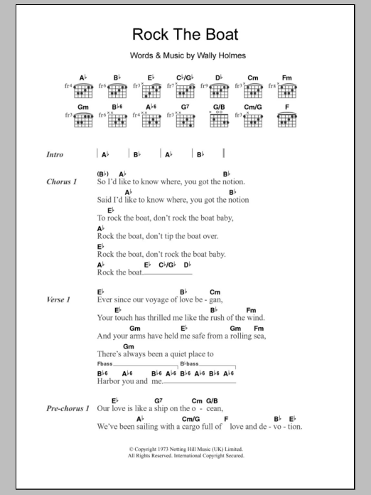The Hues Corporation Rock The Boat Sheet Music & Chords for Lyrics & Chords - Download or Print PDF