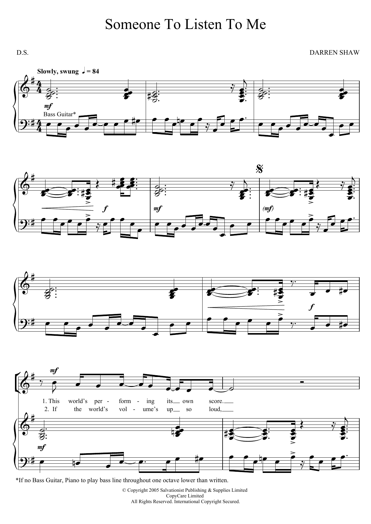 The Salvation Army Someone To Listen To Me Sheet Music & Chords for SSA - Download or Print PDF