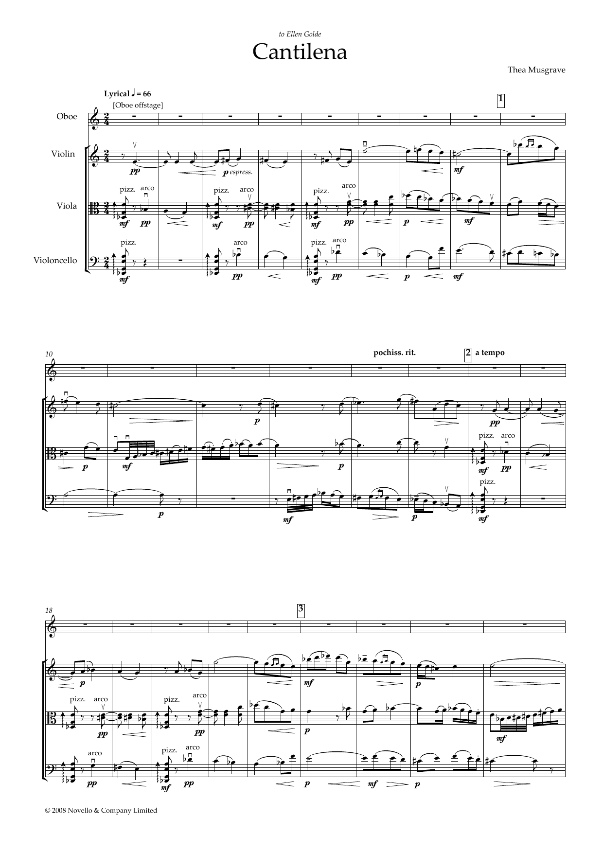 Thea Musgrave Cantilena for Oboe Quartet (full score) Sheet Music & Chords for Chamber Group - Download or Print PDF