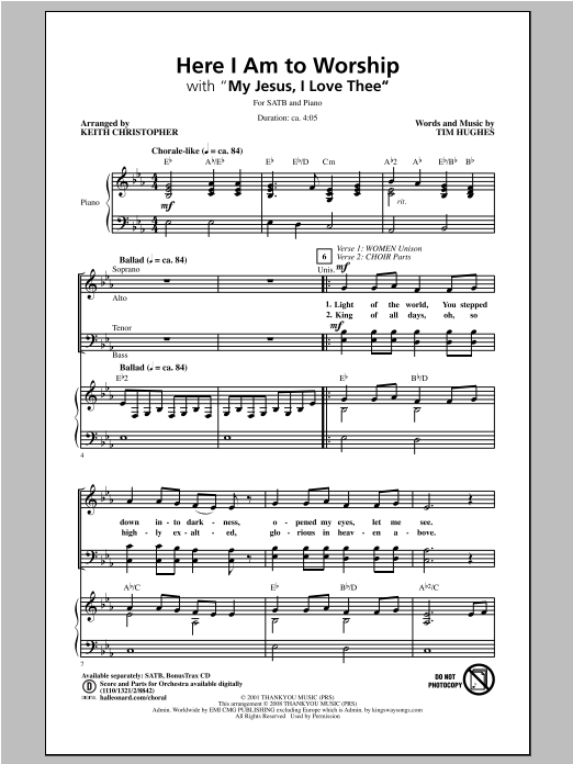 Keith Christopher Here I Am To Worship Sheet Music & Chords for SATB Choir - Download or Print PDF
