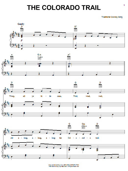 American Cowboy Song The Colorado Trail Sheet Music & Chords for Piano, Vocal & Guitar (Right-Hand Melody) - Download or Print PDF