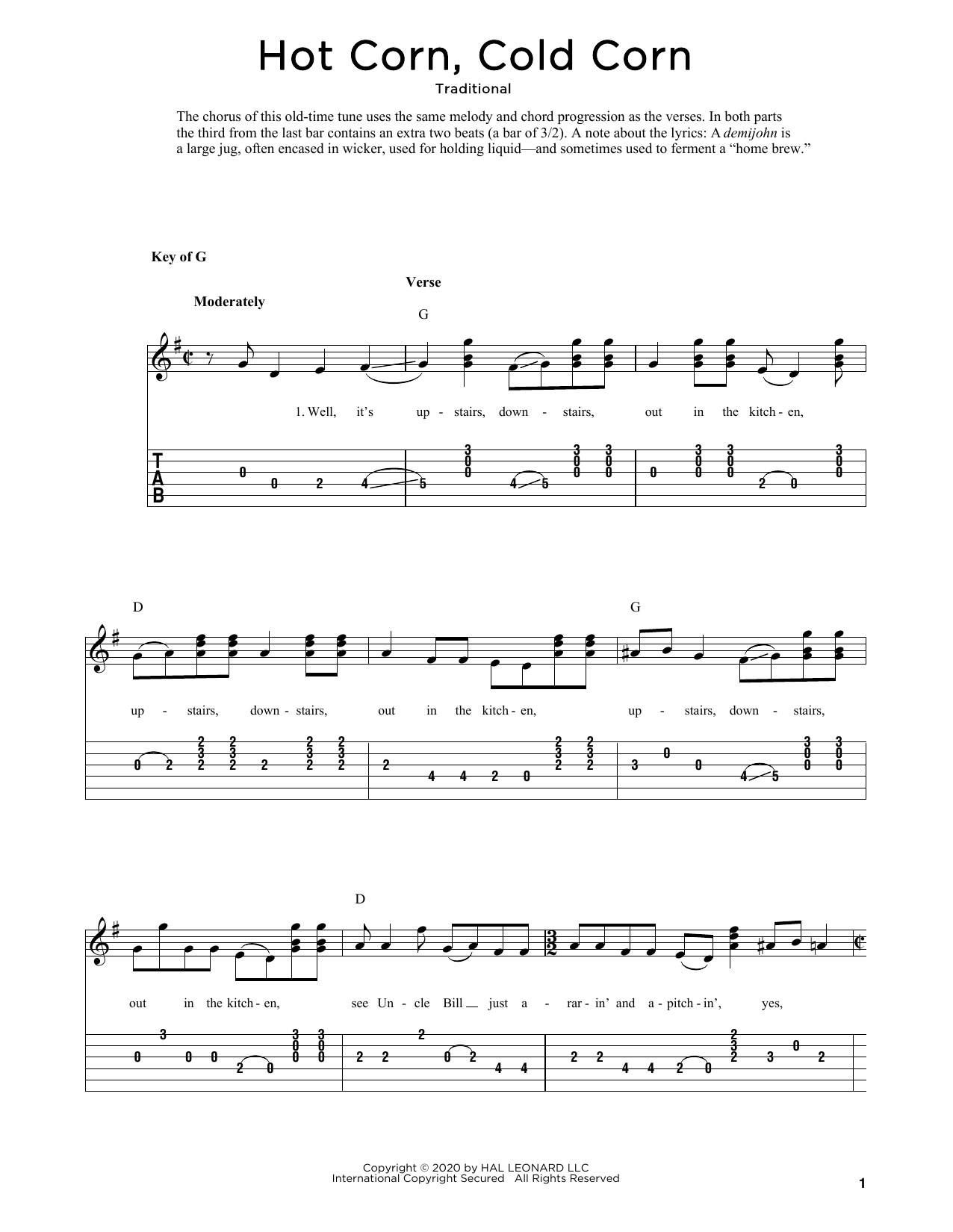 Traditional Hot Corn, Cold Corn (arr. Fred Sokolow) Sheet Music & Chords for Solo Guitar Tab - Download or Print PDF