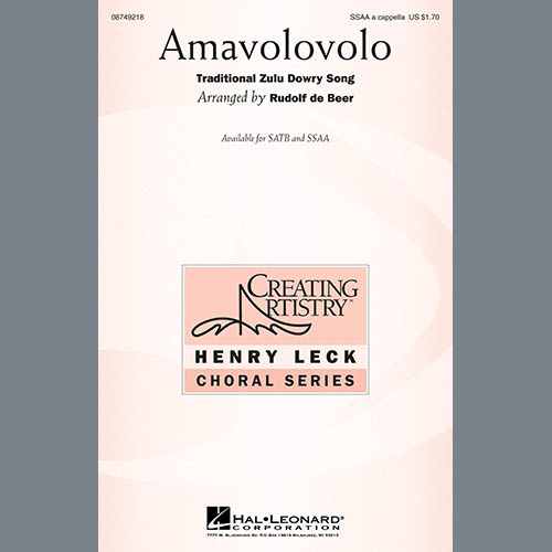 Traditional Zulu Dowry Song Amavolovolo (arr. Rudolf de Beer) profile image