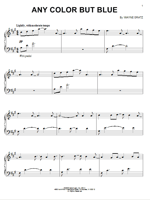 Wayne Gratz Any Color But Blue Sheet Music & Chords for Piano - Download or Print PDF