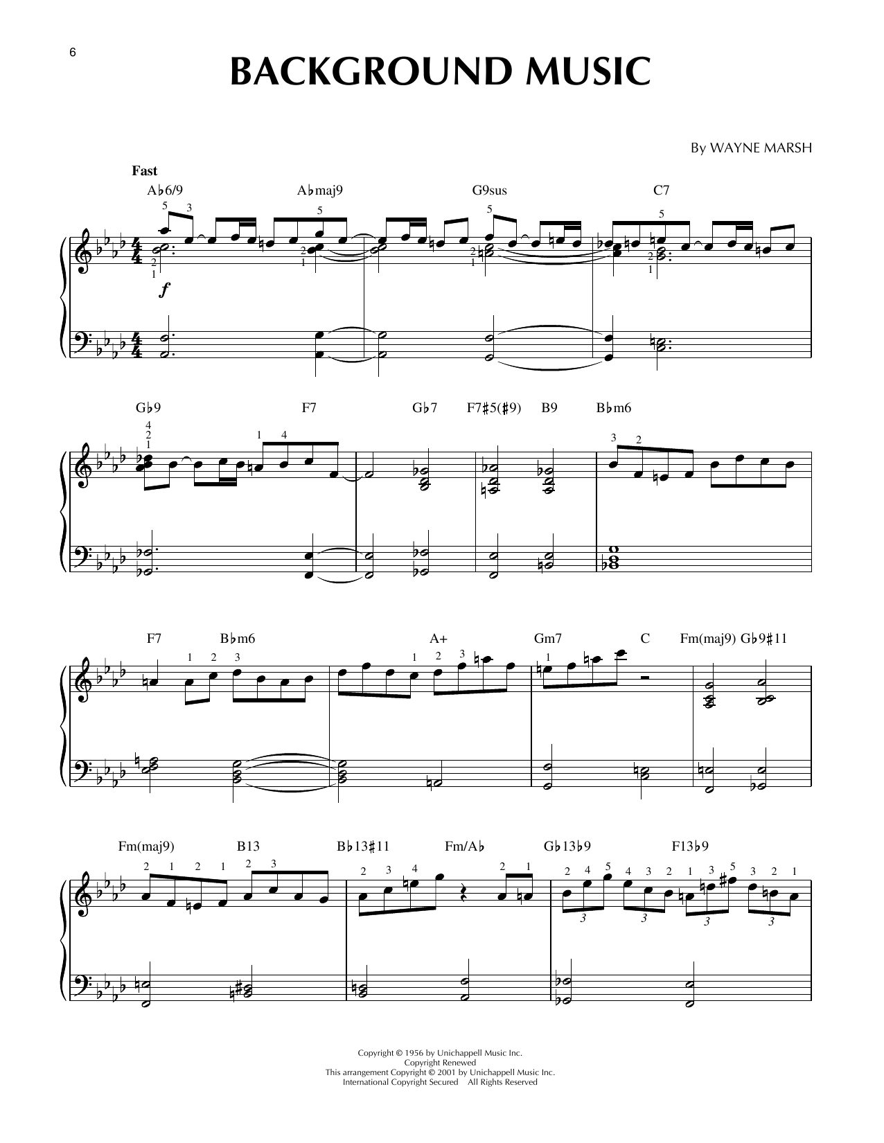 Wayne Marsh Background Music (arr. Brent Edstrom & Jim Sodke) Sheet Music Notes & Chords for Piano Solo - Download or Print PDF Wayne Marsh Background Music (arr. Brent Edstrom & Jim Sodke) Sheet Music & Chords for Piano Solo - Download or Print PDF