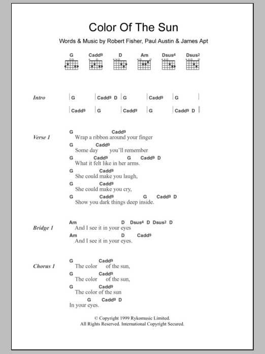 Willard Grant Conspiracy Color Of The Sun Sheet Music & Chords for Lyrics & Chords - Download or Print PDF